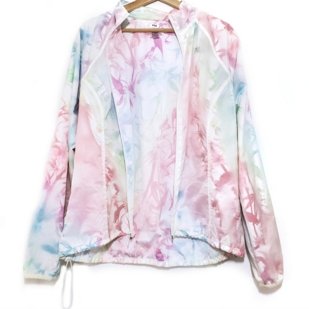 Fila | Sport Rainbow Palm Leaf Print Zip Up Windbreaker Jacket